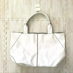 Mango Touch White Leather Tote Hobos Bag NWT